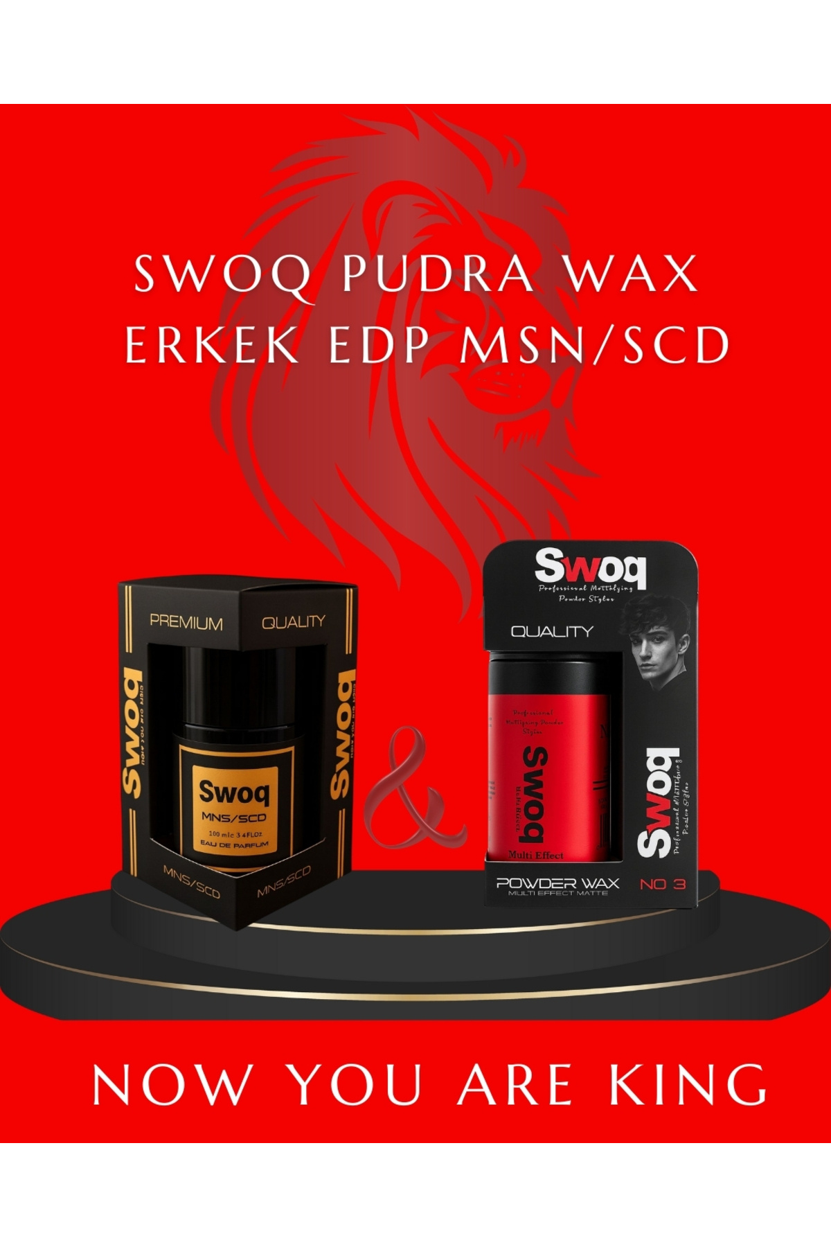 SWOQ PUDRA WAX NO:3 SAÇ ŞEKİLLENDİRİCİ 20GR & ERKEK PARFÜM EDP 100 ML MNS/SCD