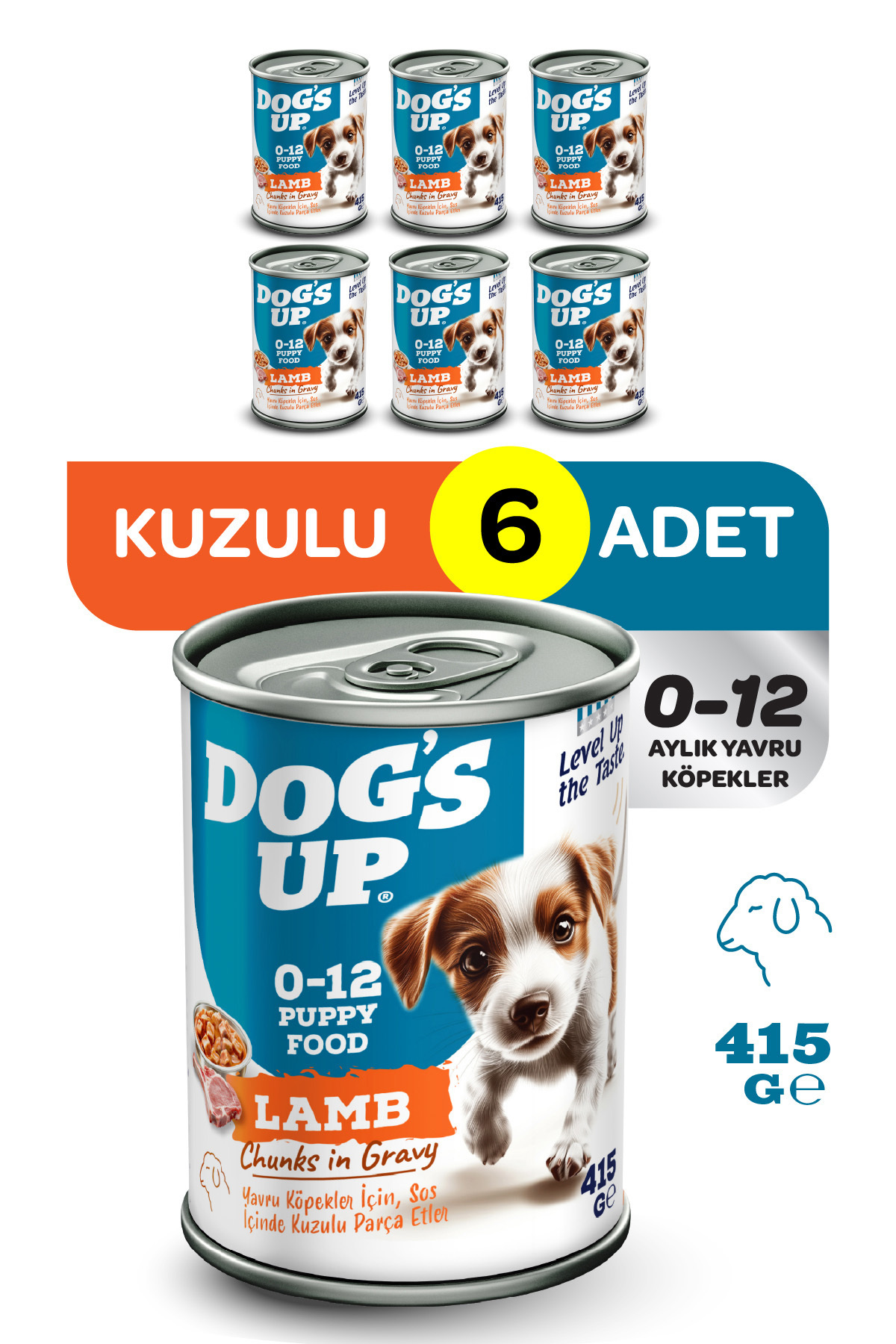 Dog's Up Dogs Up Yaş Yavru Köpek Maması Kuzu Etli 415gr 6Lı