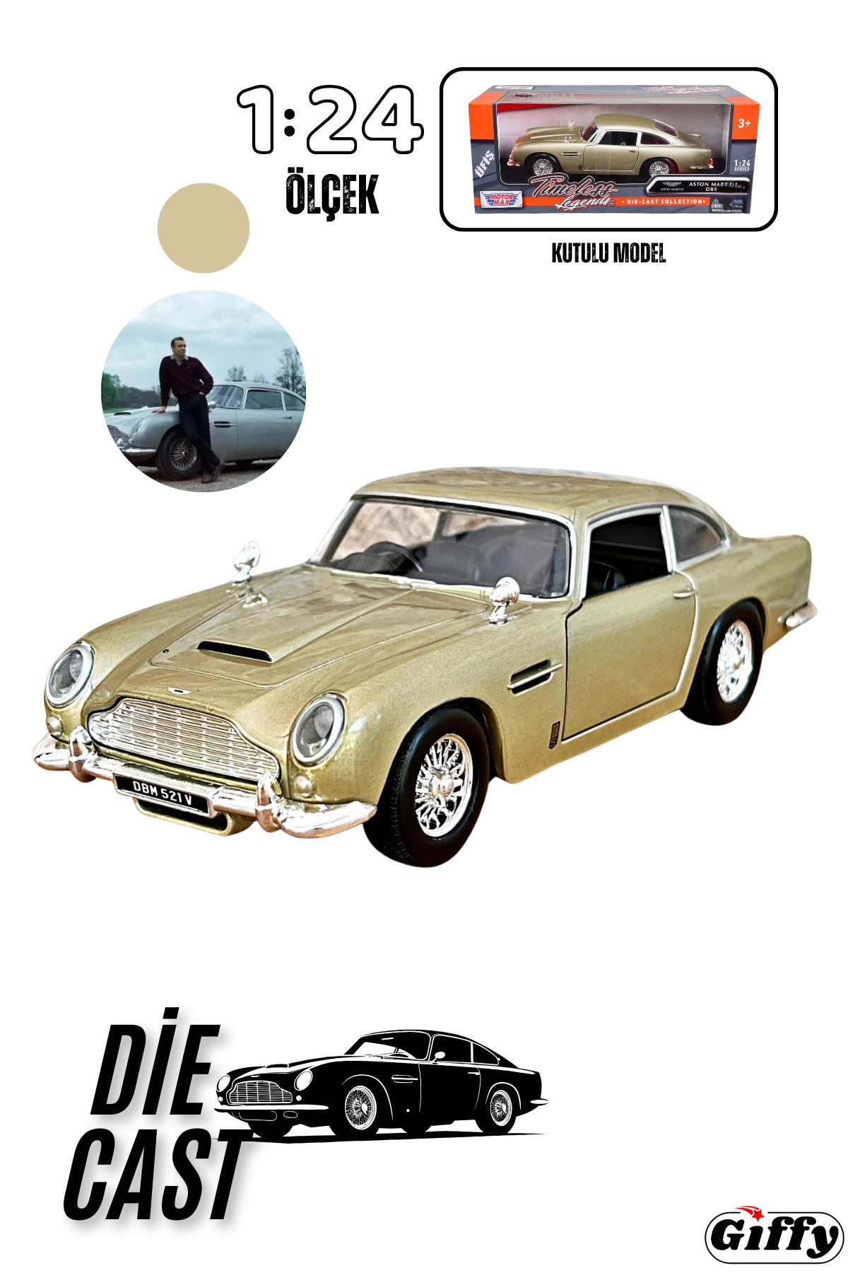 giffy Oyuncak Diecast ASTON MARTİN DB5 James Bond Model Araba