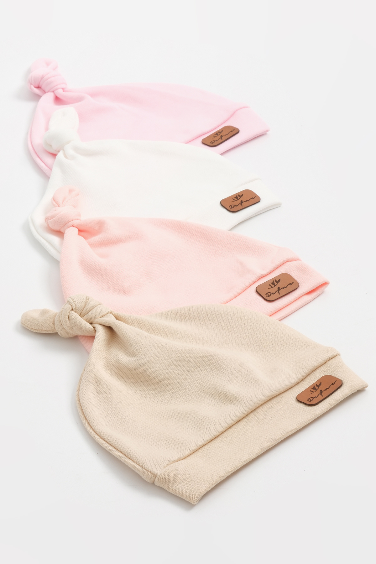 lilico Kız Bebek Üstten Bağlamalı Düz Pembe Beyaz Bej Somon Şapka Yenidoğan fotoğrafı 2 (önizleme)