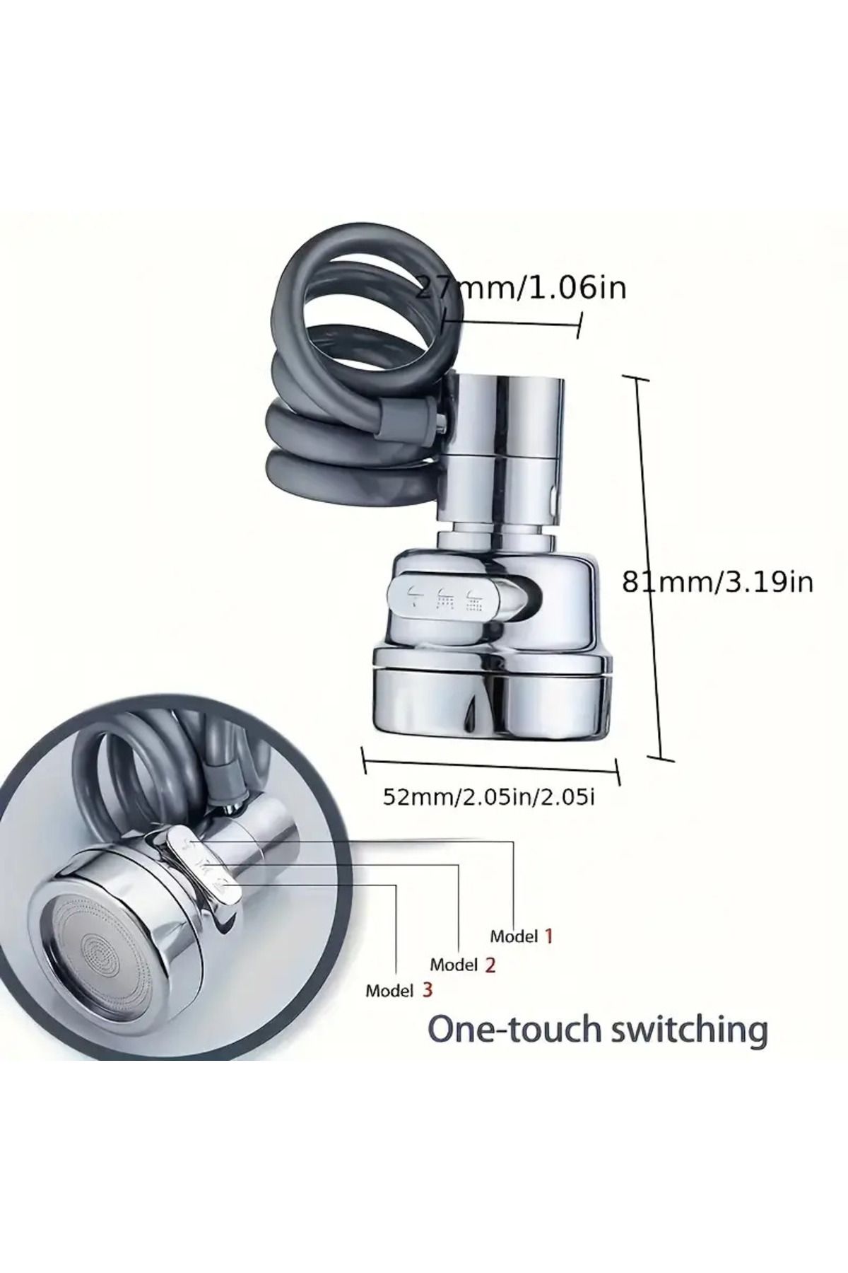 Pazar Kapısı-3-Function Rotating Head Faucet Tip Apparatus – Water Saving, 360 °   Adjustable 5