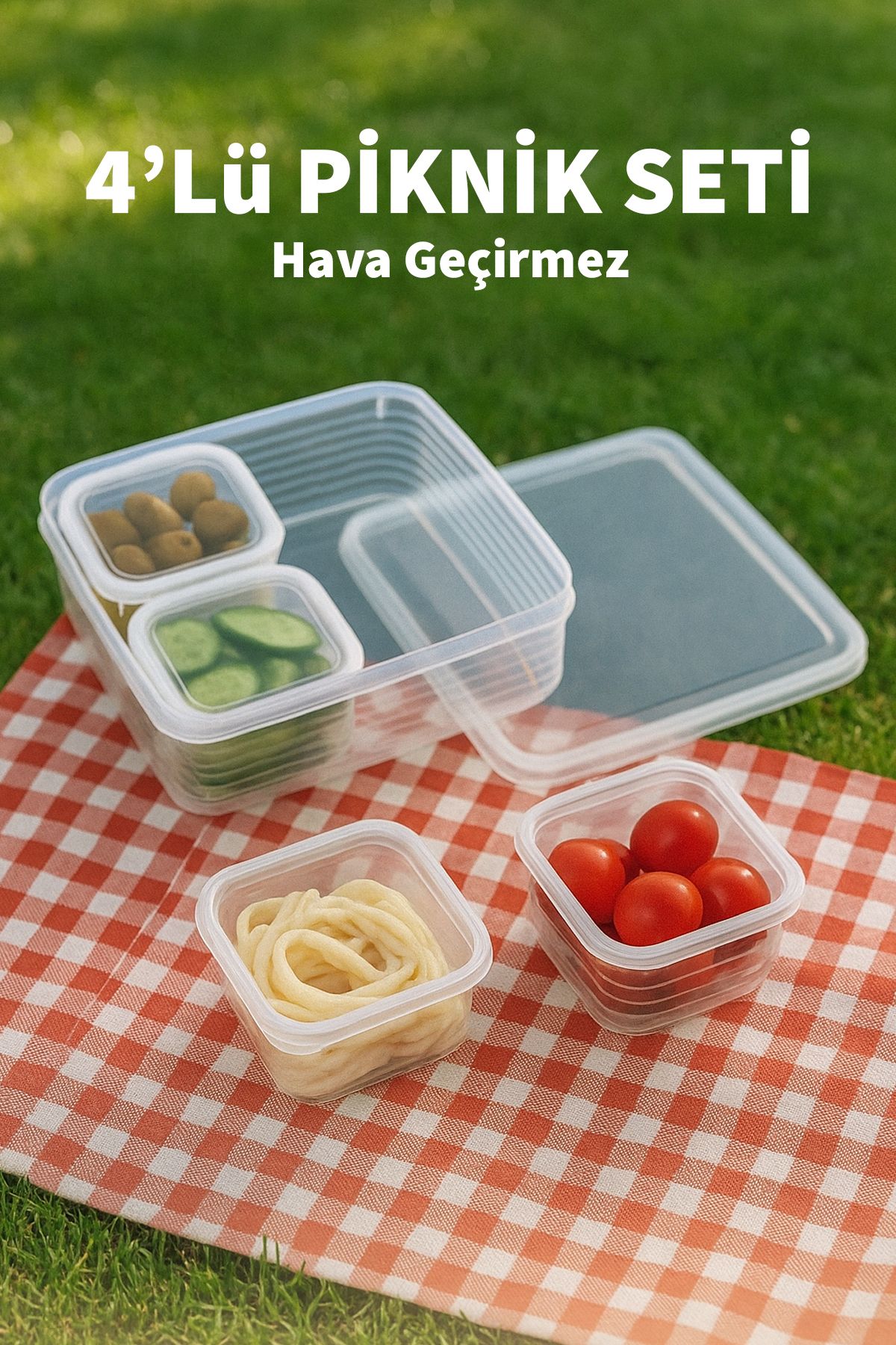 FİTHOME-4-Piece Airtight Picnic Set Storage Container Breakfast Set with Transparent Lid 1