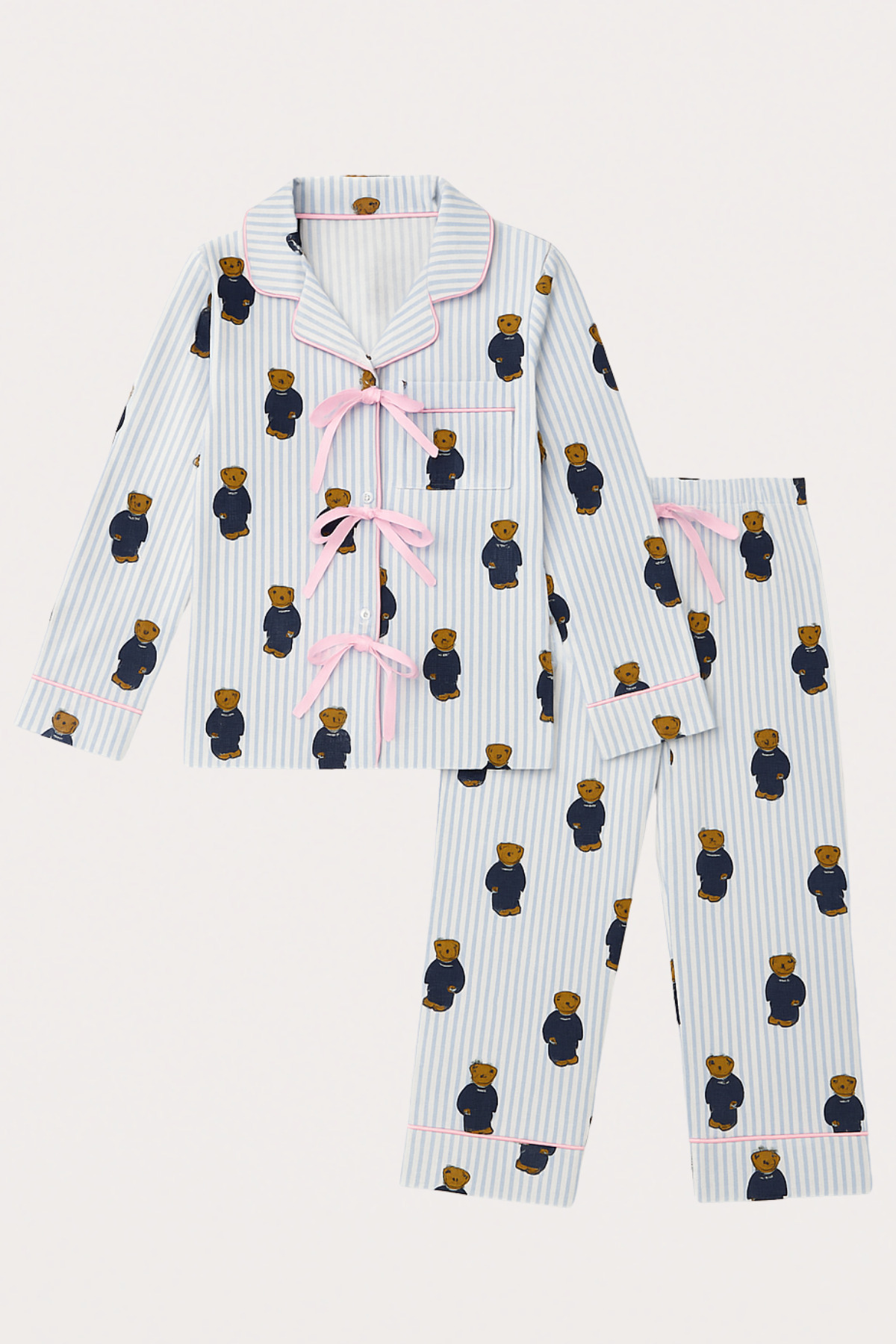 Katia & Bony Women's Teddy Patterned Pocketed Pajama Set Blue