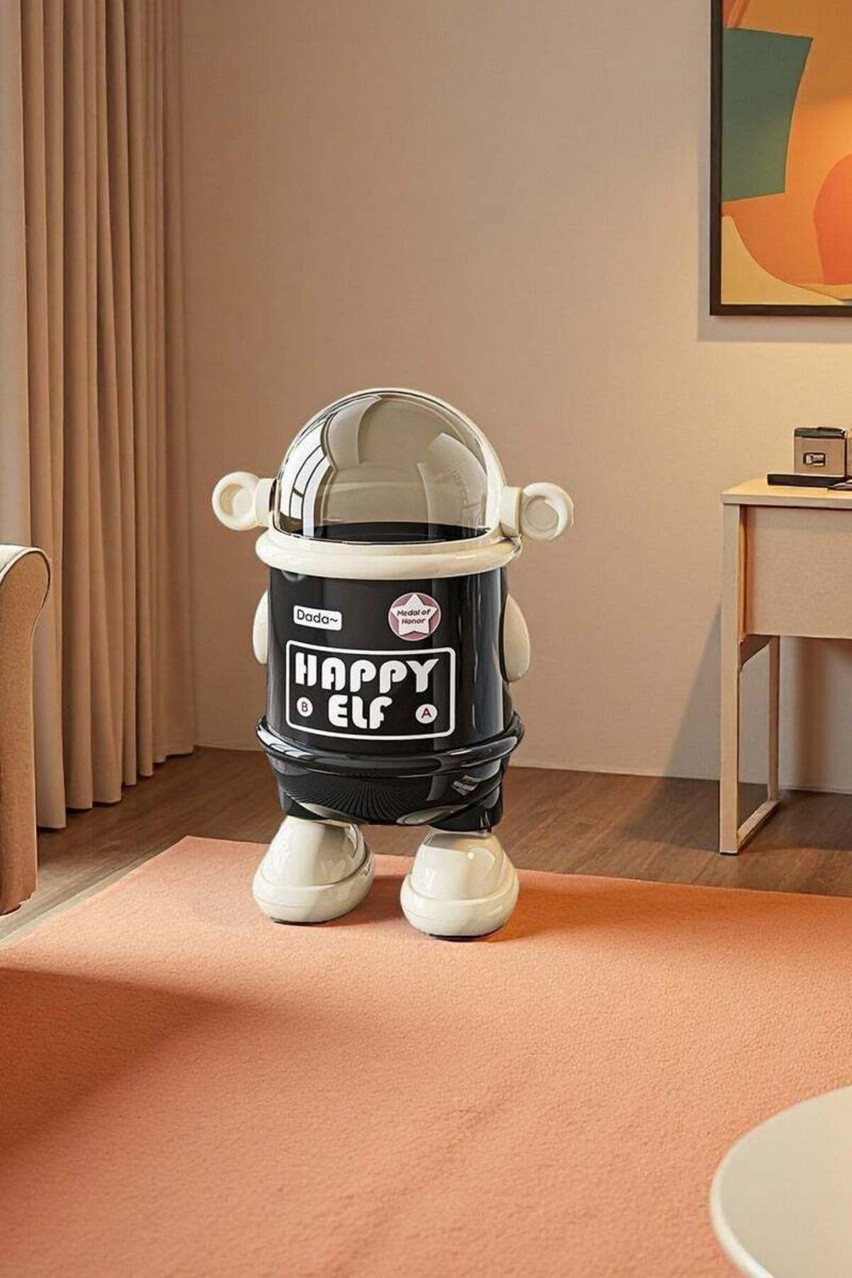 Generic-CityRiya-Long Cartoon-style Trash Can with Lid, Large Capacity Garbage Bin - Multi-functional Dustp 1
