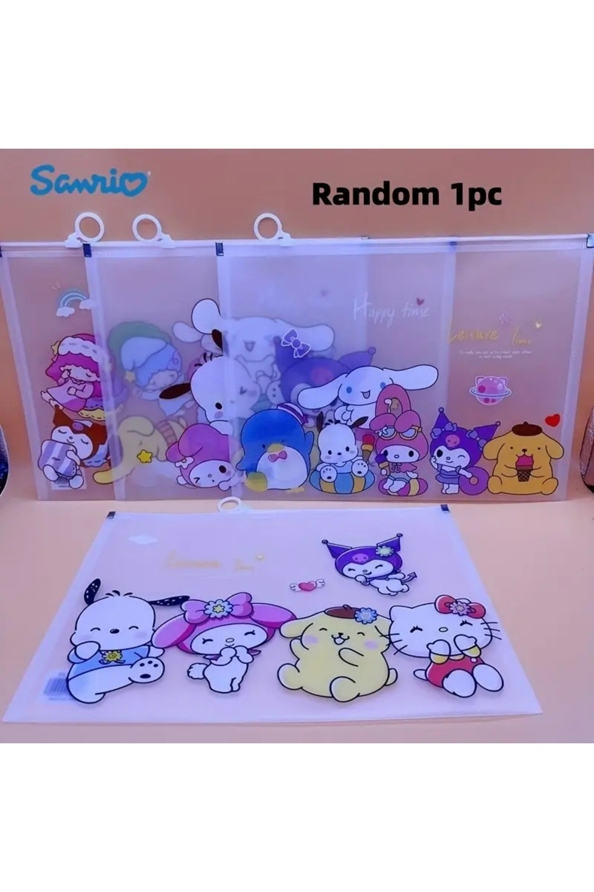 NaSaDAN  Kuromi Sanrio Desenli A4 Şeffaf Fermuarlı Kalemlik Dosya – Saklama Çantası – 1 Adet - Görsel 4