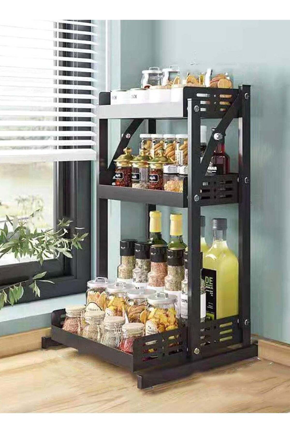 Generic-TYCOM Pull Out Spice Rack Organizer For Countertop and Cabinet,Standing Shelf Jars Storage Holder, 1
