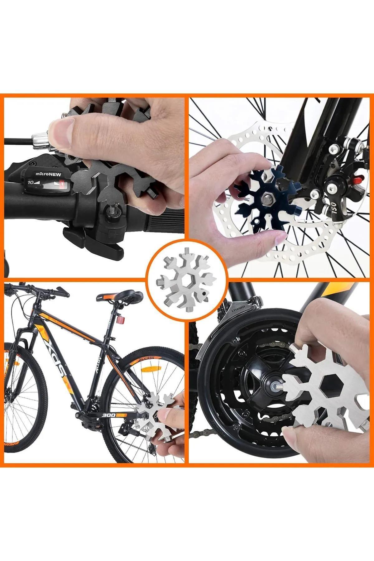 jetfast-Multipurpose Metal Snowflake Screwdriver Set Portable Practical Allen Kit 19 in 1 Keychain Opener 6