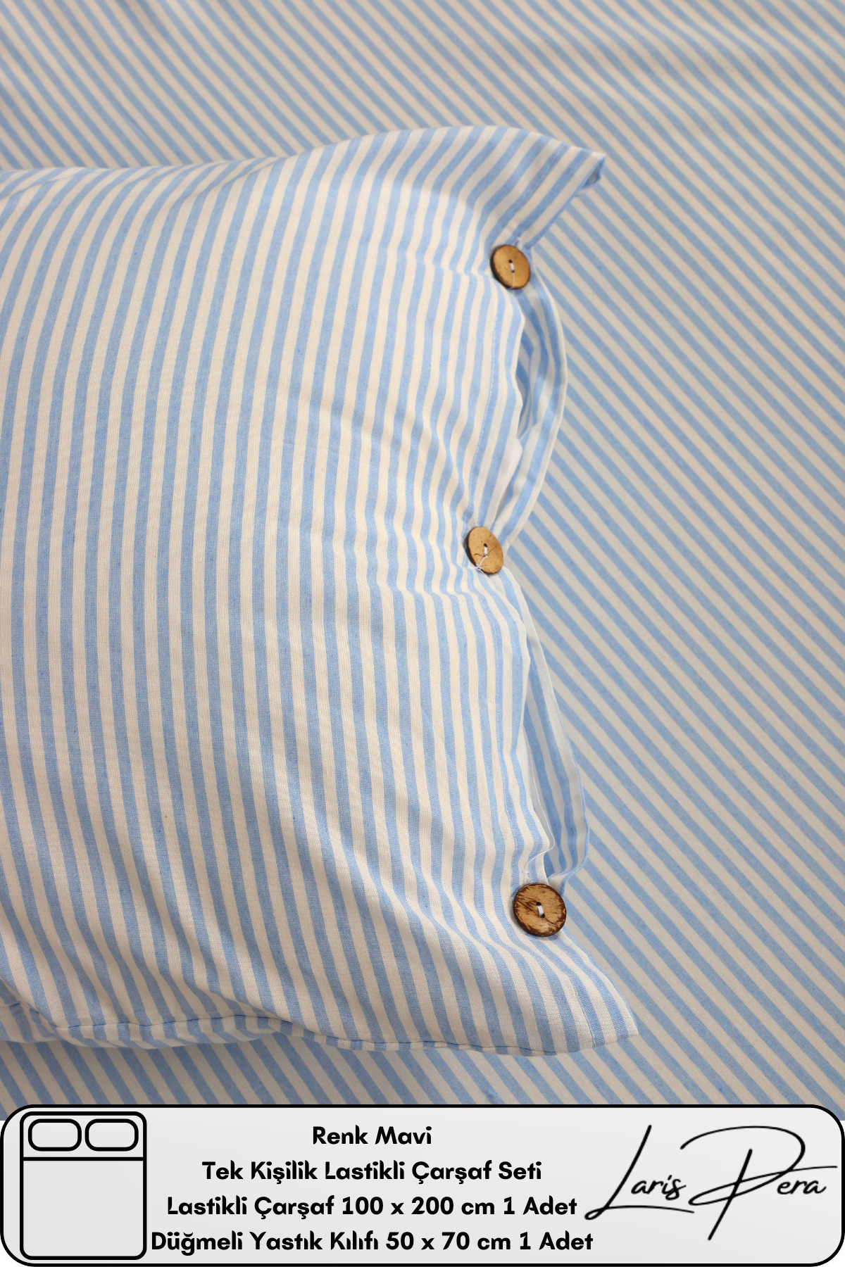 Single Elastic Bed Sheet Set Cotton Yarn Dyed 100x200cm Buttoned Pillowcase(50x70cm1Pc)