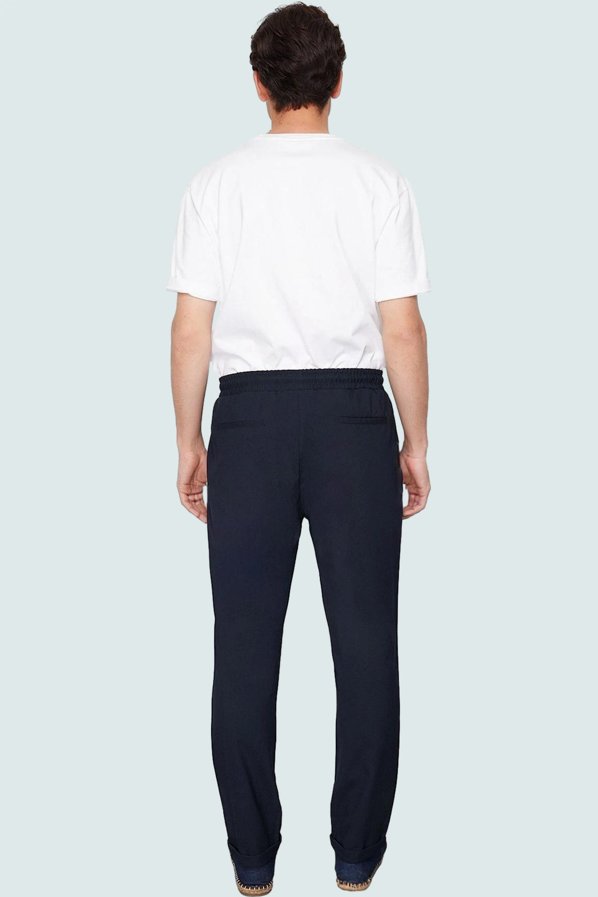Erkek Moda Slim Fit Dar Paça Dokuma Pantolon Günlük Kullanım İçin İnce Kumaş Yazlık