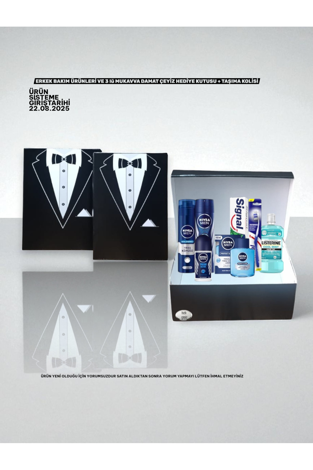 NIVEA نیووا Damat Bohçası 3 lü Çeyiz Kolisi Nişan Bohçası Erkek Bakım seti — bohça set27