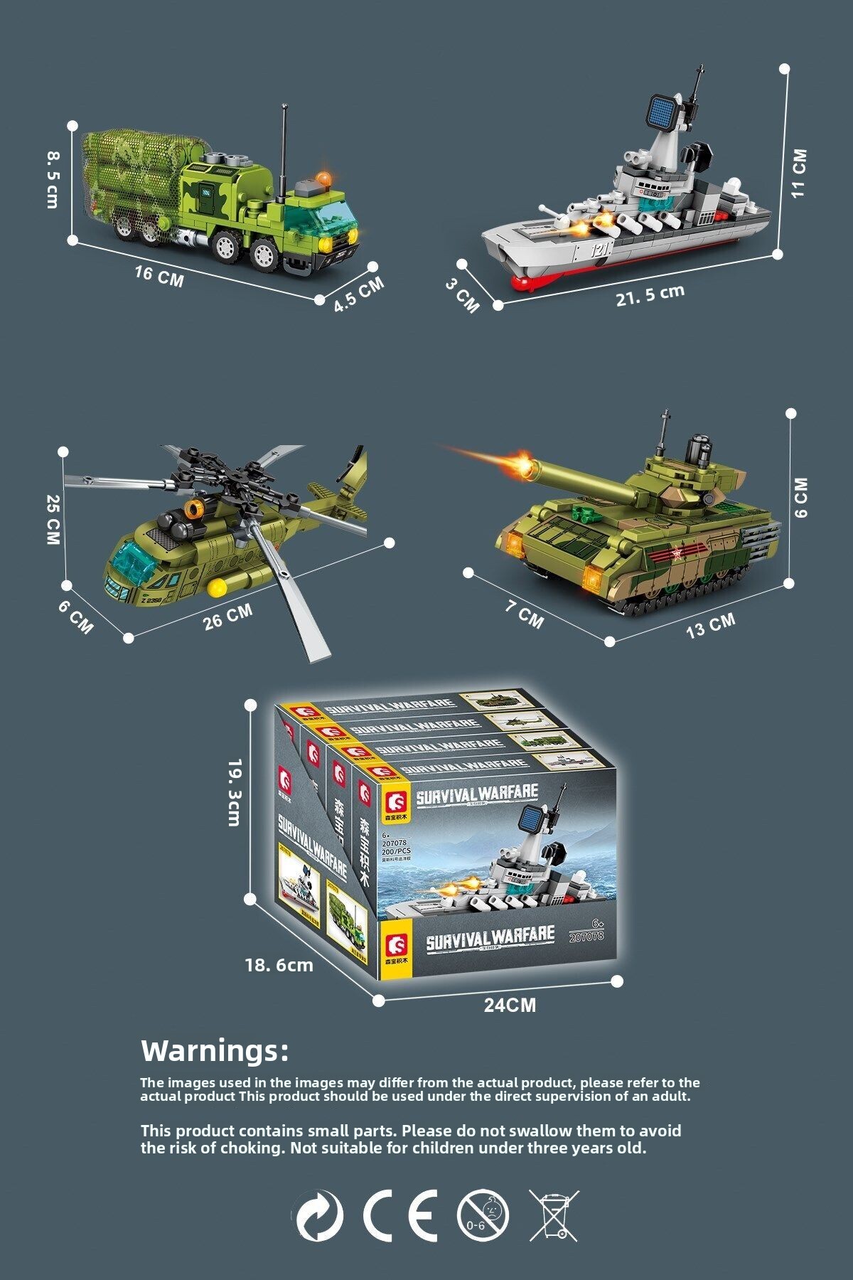 مجموعه بلوک‌های ساختمانی خودروهای نظامی Survival Warfare 4، ۷۹۲ تکه