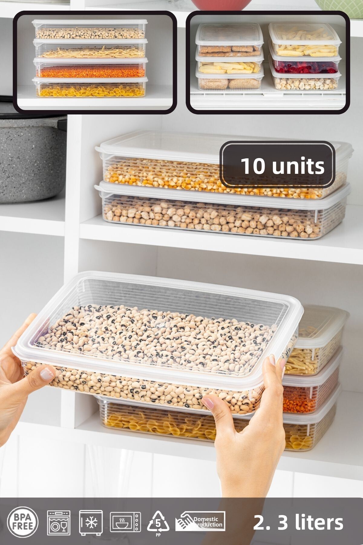 BRAMBLE LIFE-2.3 Lt Rectangular Cabinet with Door and Drawer Organizer Food Pulses Storage Container Set 1