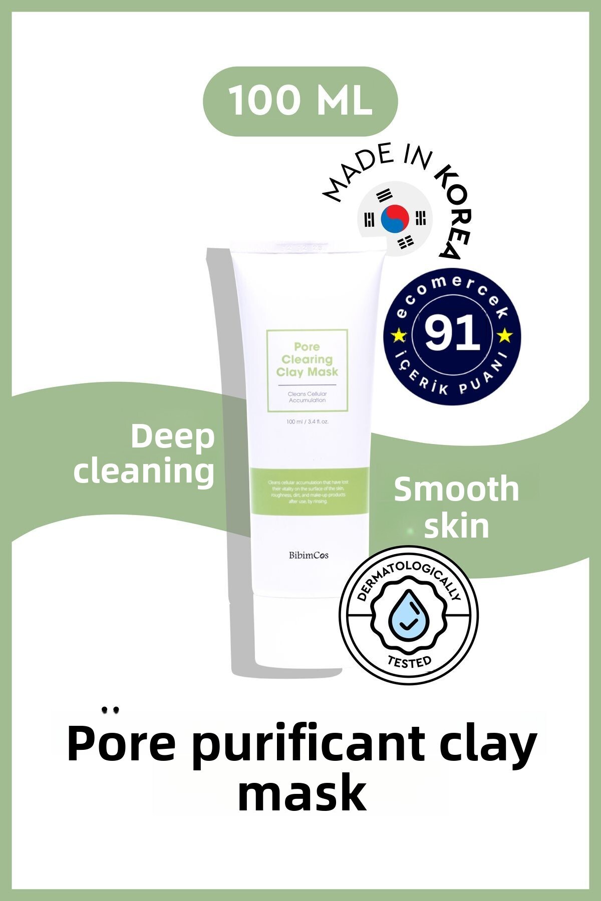 Bibimcos-Pore Clearing Clay Mask 100 ml – Clay Mask Special for Pore Cleansing 1