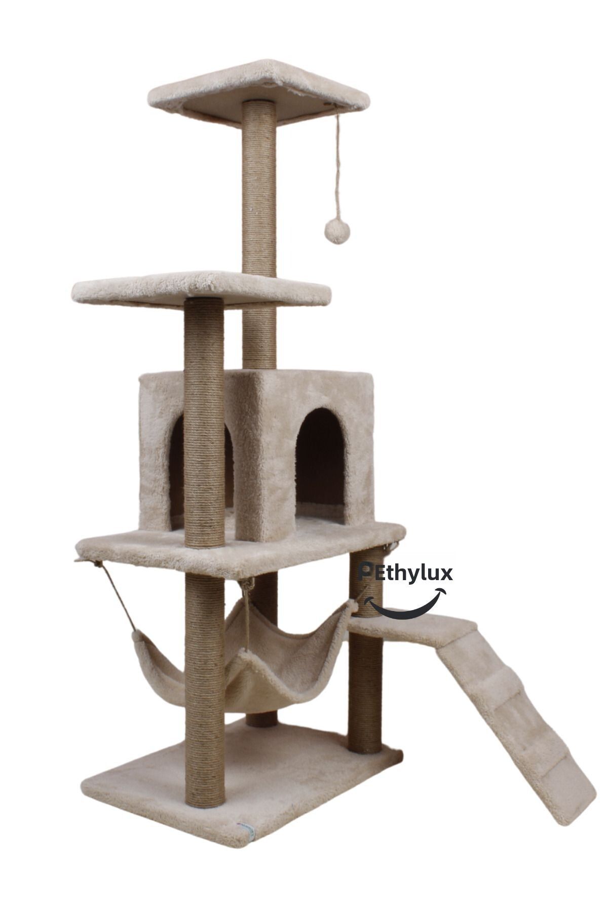 Petilux-Multi-Purpose Multi-Tier Cat Play & Activity House with Rest Hammock Nest Scratching Post 4
