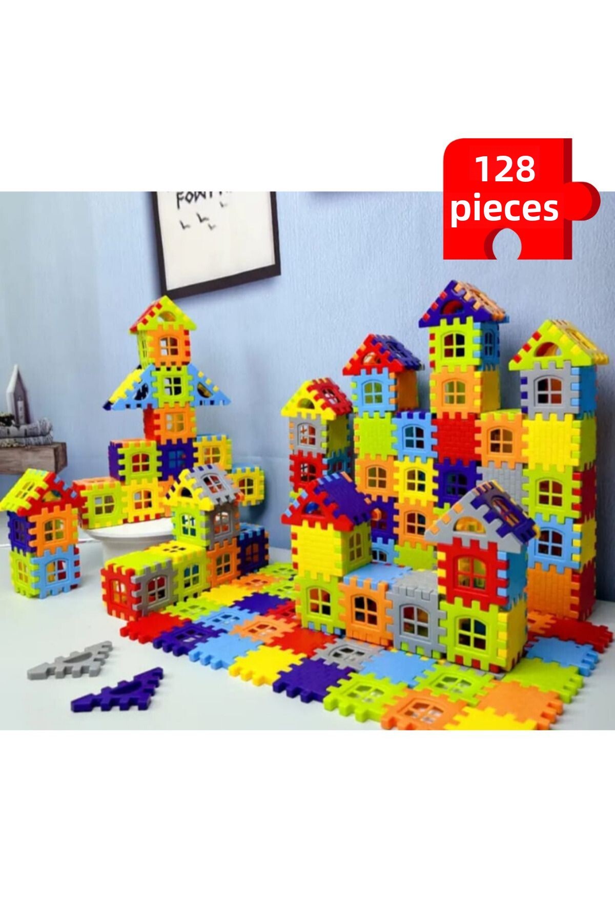 پازل سیتی بلوک‌های سه‌بعدی ساخت‌وساز و طراحی ۱۲۸ تکه اسباب‌بازی آموزشی مجموعه بلوک‌های پازل اسباب‌بازی سرگرم‌کننده