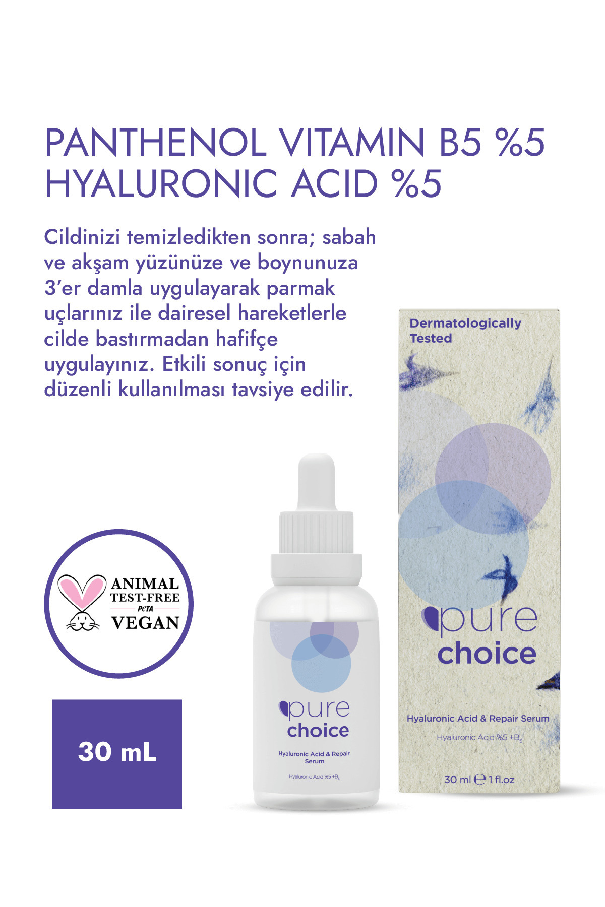 Yoğun Nemlendirici ve Onarıcı Bakım Serumu %5 Hyaluronik Asit + %5 Panthenol (Vitamin B5) 30 ml — PC - 1003 — تصویر 5 از 6