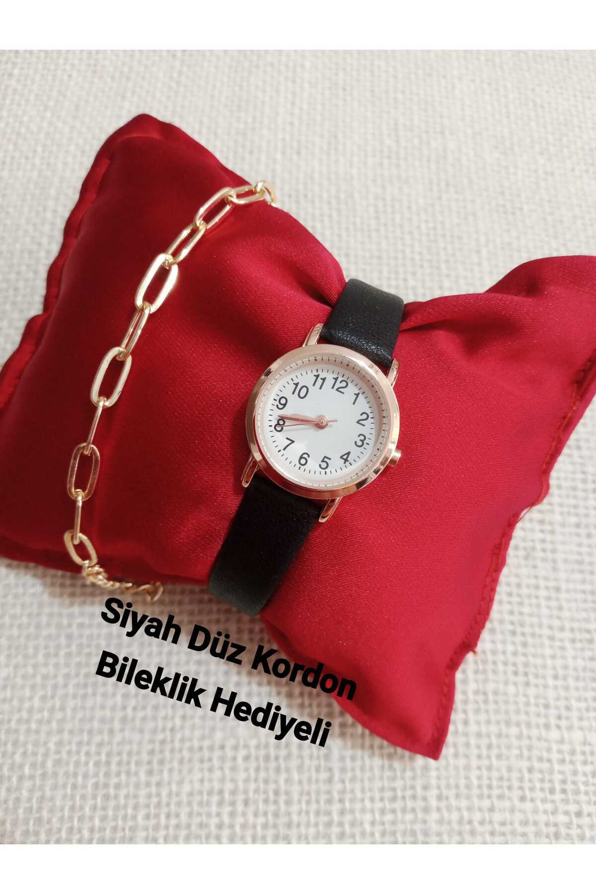 Minimal Vintage Model Black Band Round Case Women Wrist Watch Bracelet Gift