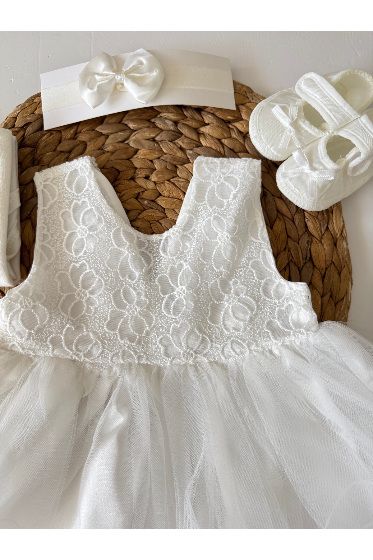 PİLEKİ BABY 0 4 Ay Yenidoğan Bebek Mevlüt Elbisesi Prenses Elbise Dantelli Gelinlik Elbise fotoğrafı 4 (önizleme)