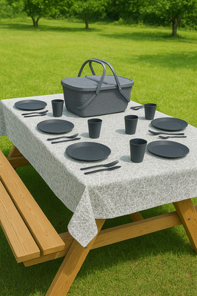 İ&A HOME 26 Parça Piknik Seti Sepet Çantalı Bardak, Çatal, Kaşık, tabak Seti