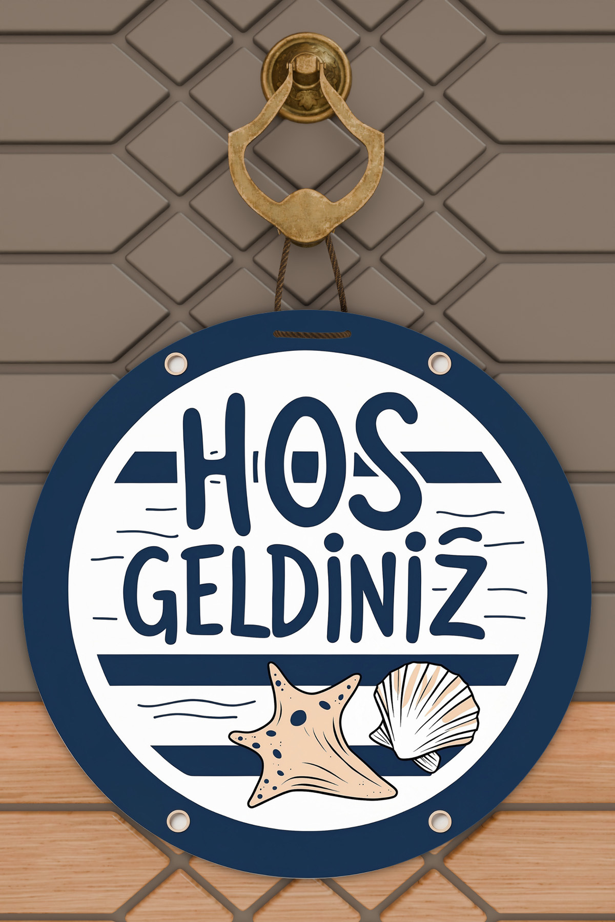 1Modern Digital Printing Wooden White Blue Sea Themed Door Ornament