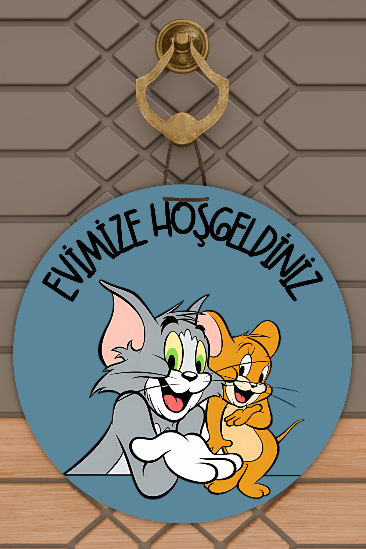 1Modern Door Ornament Blue Tom and Jerry Welcome Outdoor Door Ornament