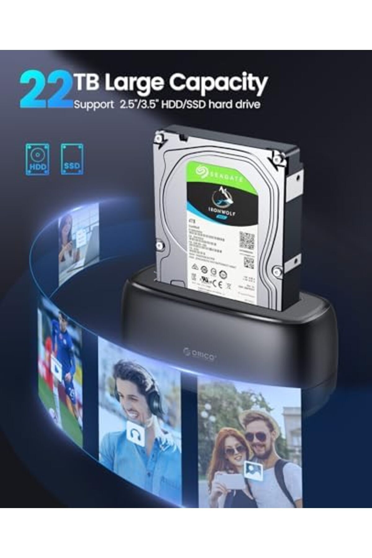 Orico-Hard Drive Docking Station USB C Port for WD Seagate Toshiba 2.5”/3.5” SSD HDD SATA I II I 4