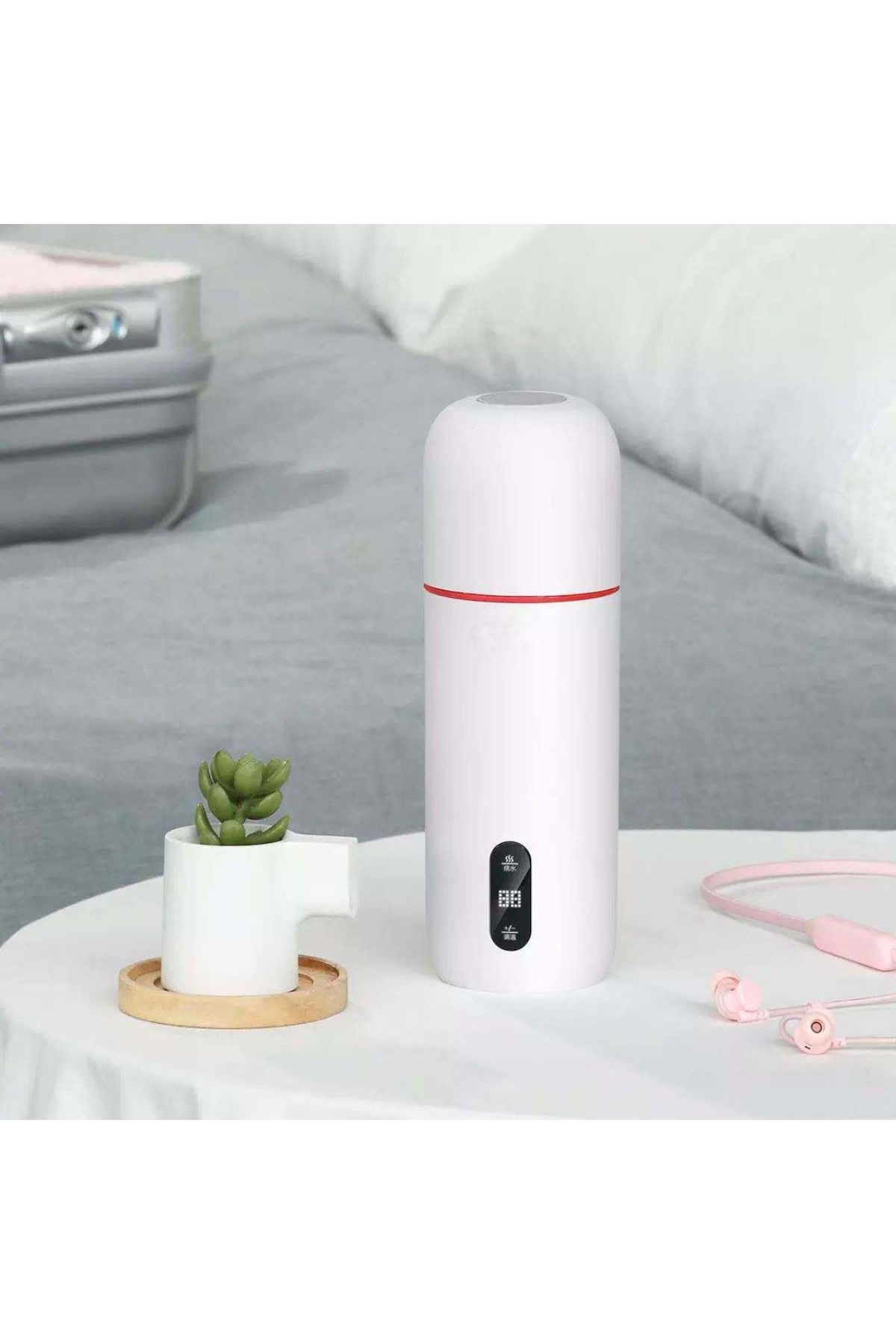 Tradeo-ترمس حراري رقمي ذكي مزود بشاشة LED، زجاجة مياه معزولة محمولة، لون أبيض 5