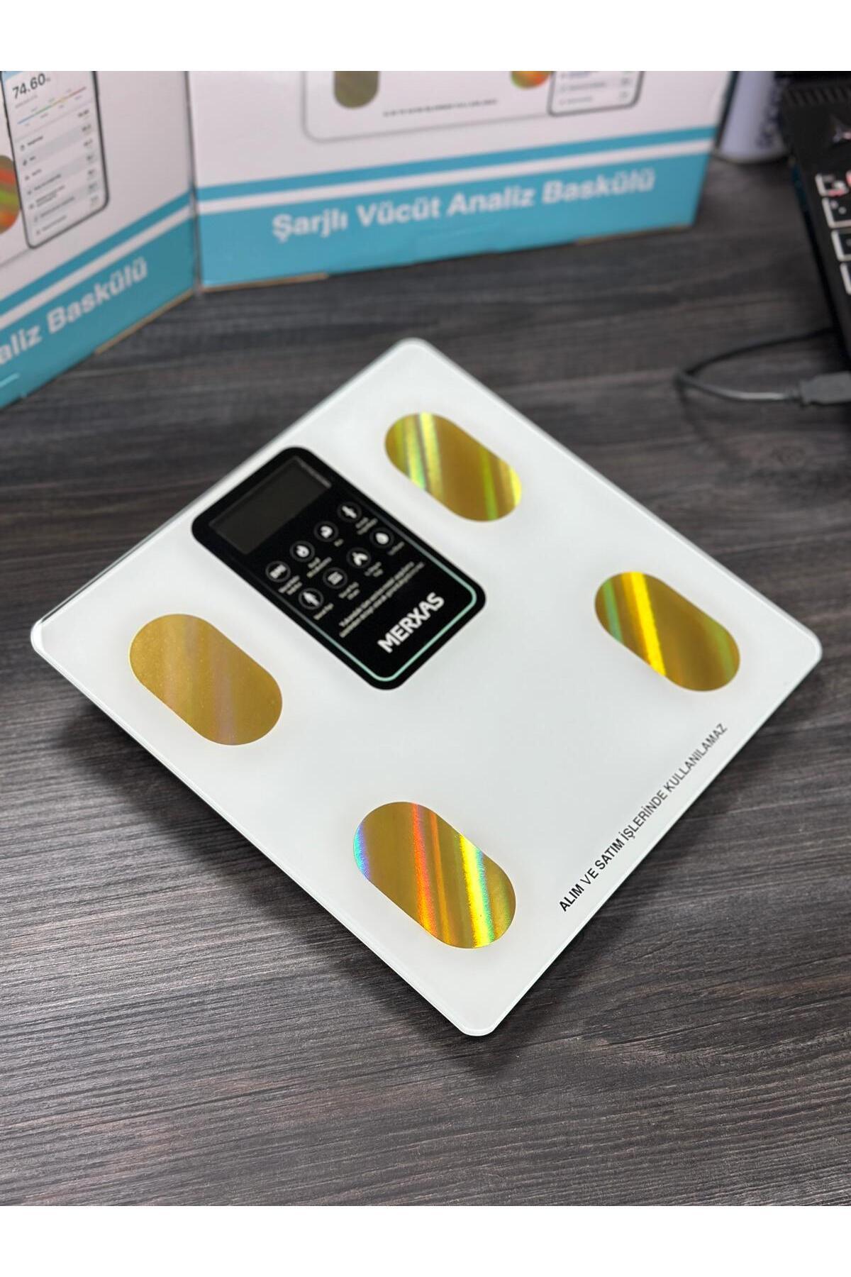 Manessa Lucy Şarjlı Ekranlı Vücut Yağ Ölçekli Banyo Baskülü Akıllı Bluetooth Şarjlı Tartı Mobil Uygulamalı