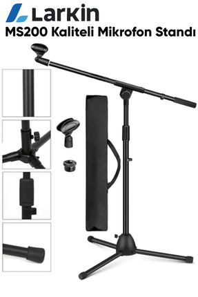 Larkin MS200 ÜST SEGMENT Profesyonel Mikrofon Standı Sehpası Ayaklığı (Taşıma...