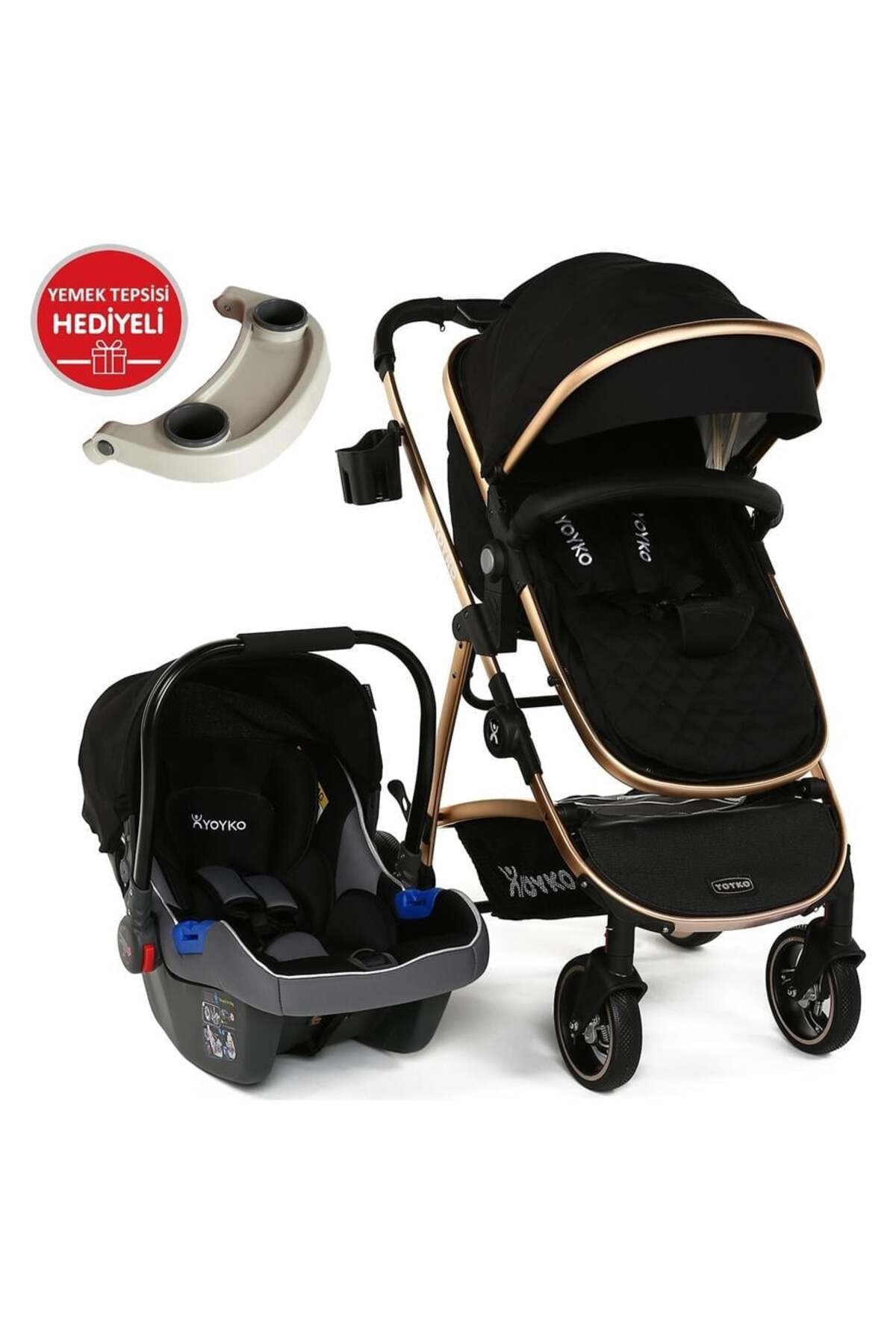 yoykoshop Yoyko City Travel Sistem Bebek Arabası 3 in 1 Siyah Rose