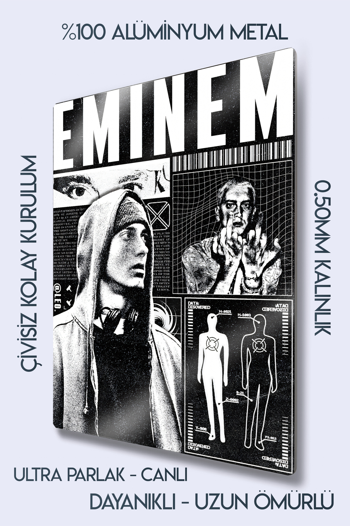 DekorHane Metal Baskı - Retro Eminem Metal Poster – Rap Hip Hop