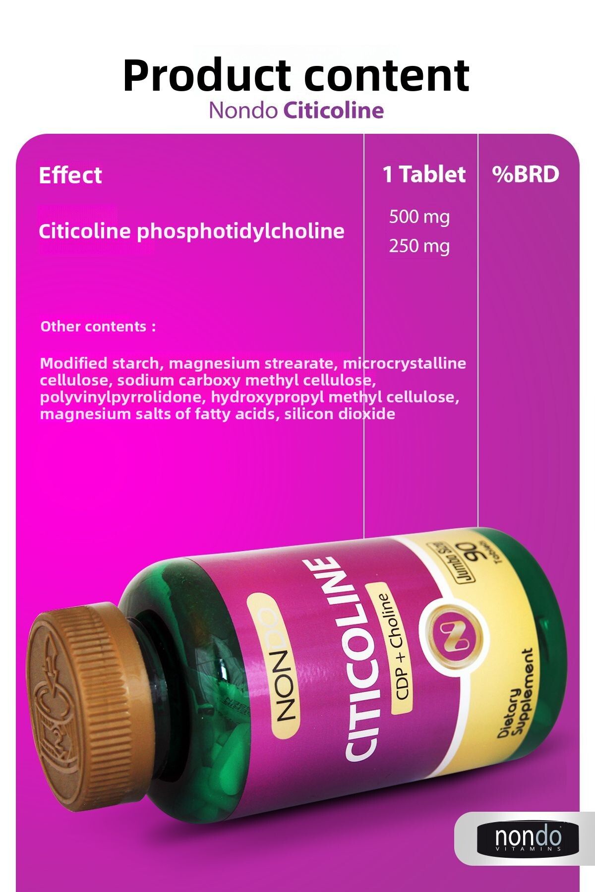 Nondo-Sitikolin 90 Tablets (Jumbo Size Citicoline Phosphotidocolin) 3