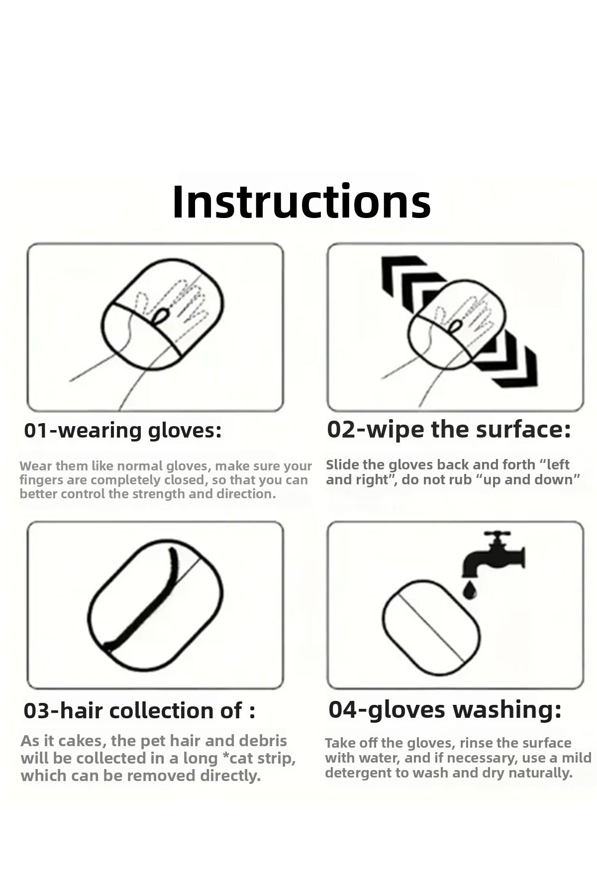 AYGÖREN HOME-Double Sided Static Cat Dog Hair Collector Lint Cleaning Glove Clothes Carpet Lint Remover XL Size 5