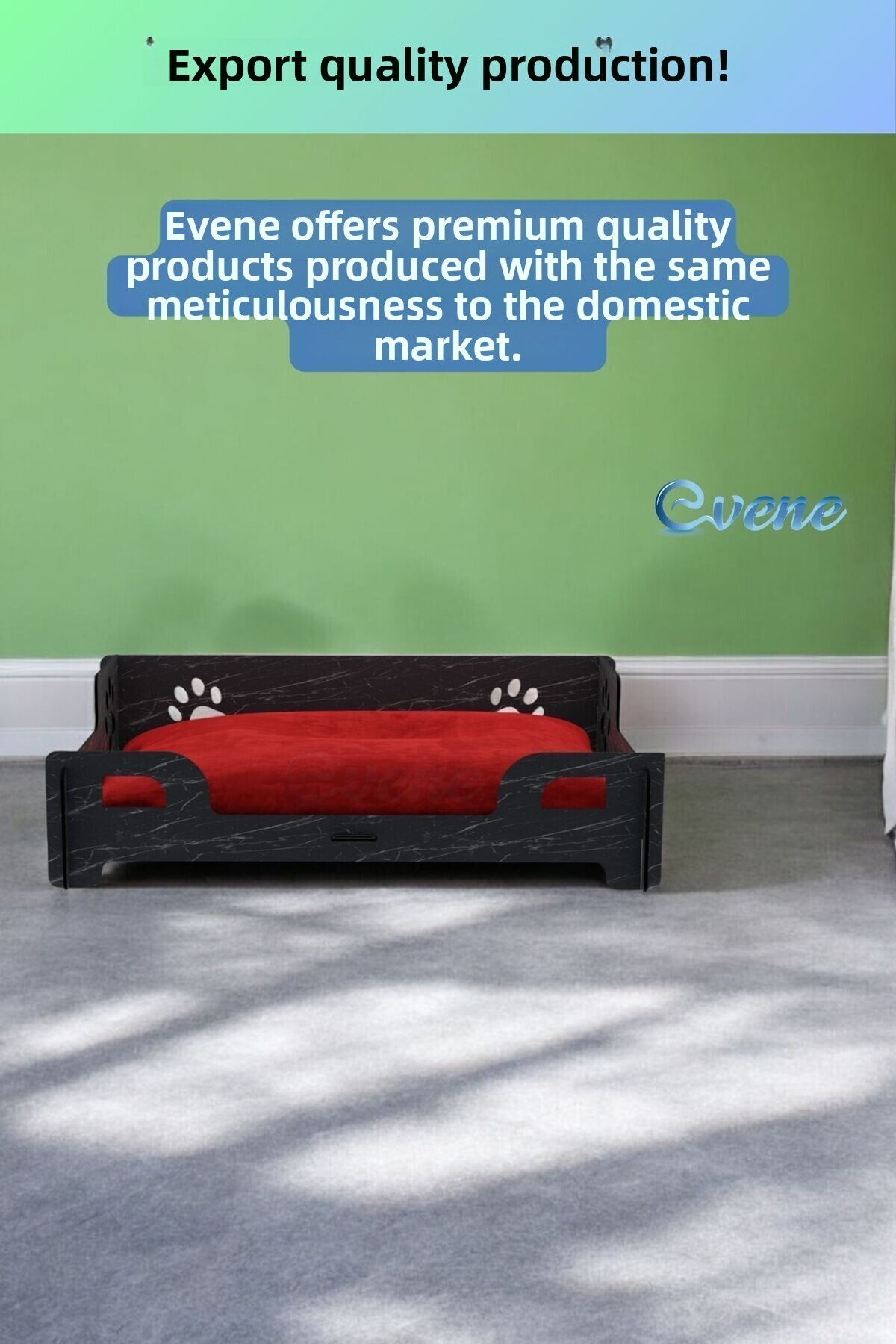 Evene-Black Marble Colored Large Cat Bed - Wooden Durable Paw Model 8