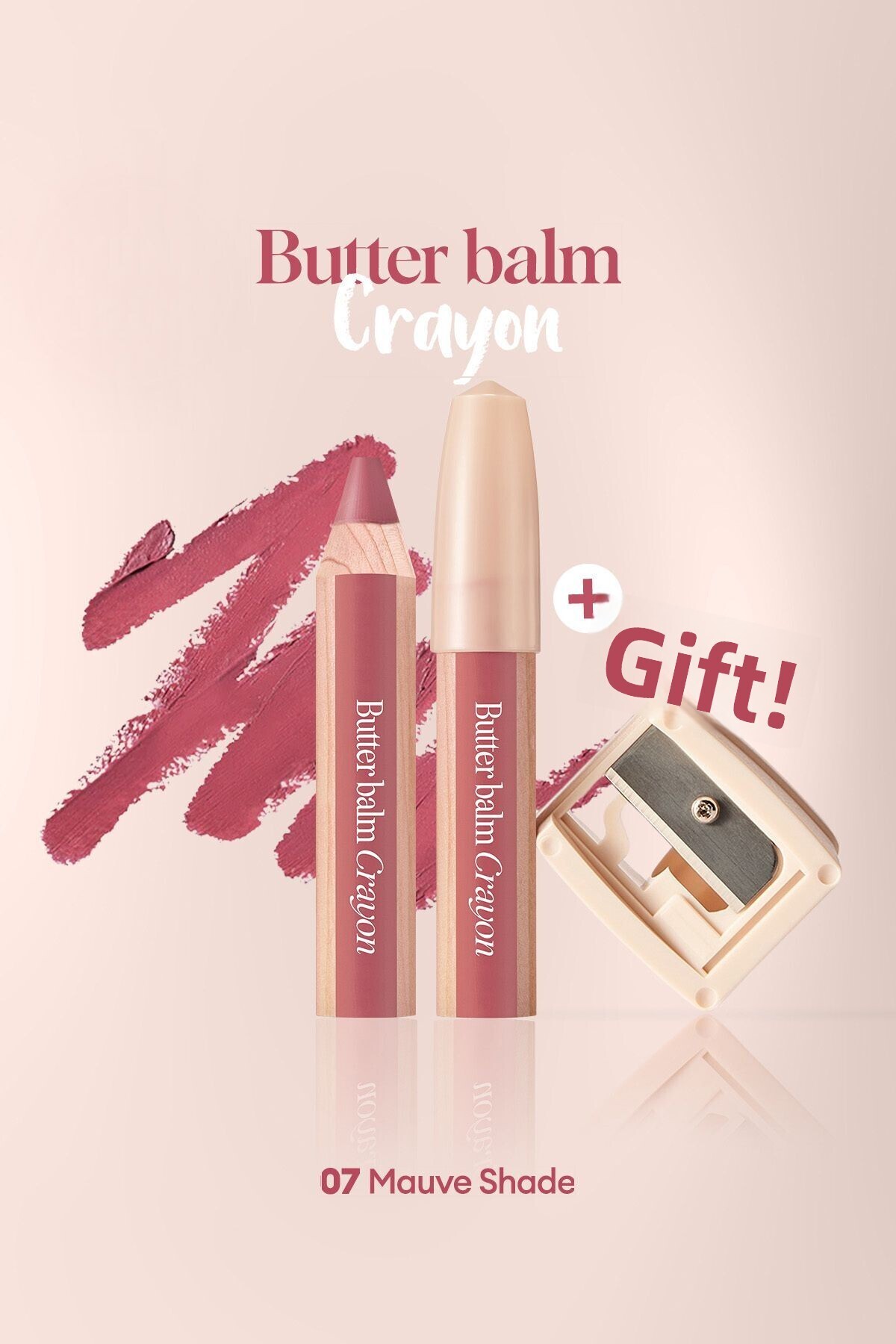 CLIO-Creamy Pencil Shaped Colored Lip Balm & Sharpener Clio Butter Balm Crayon 007 Mauve Shade 1