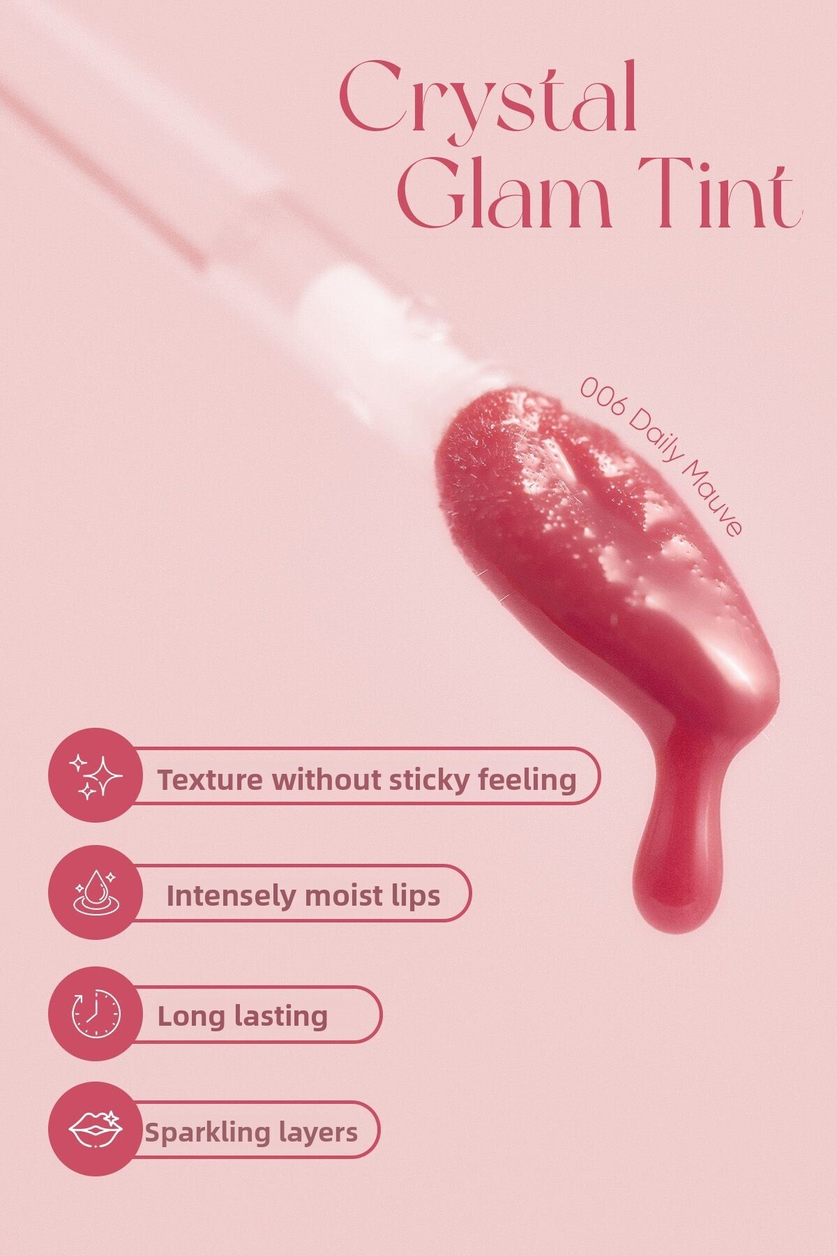 CLIO-Clio Crystal Glam Tint - Adhesiveness, Non-Giving, Intense Shimmer (06 Daily Mauve) 3