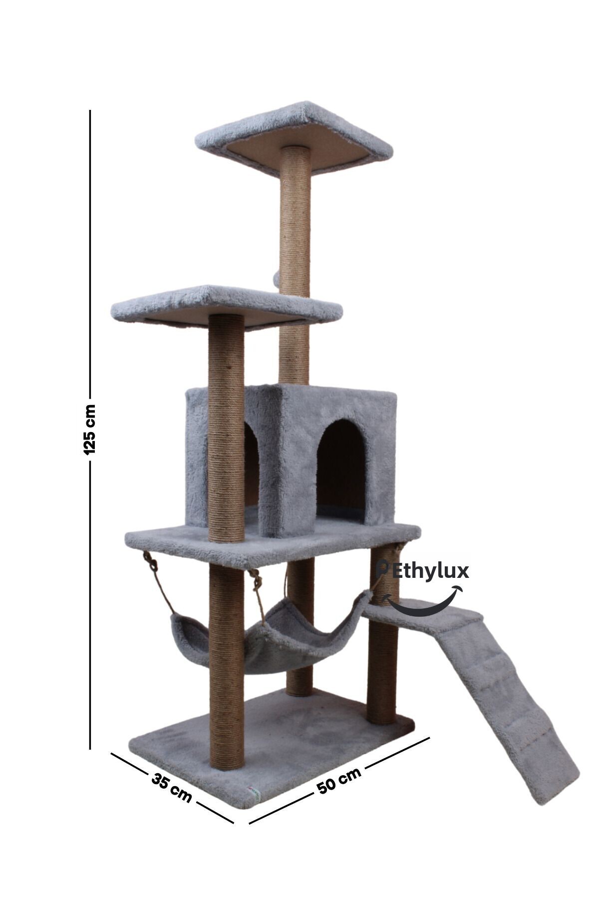 Petilux-Multi-Purpose Multi-Tier Cat Play & Activity House with Rest Hammock Nest Scratching Post 5
