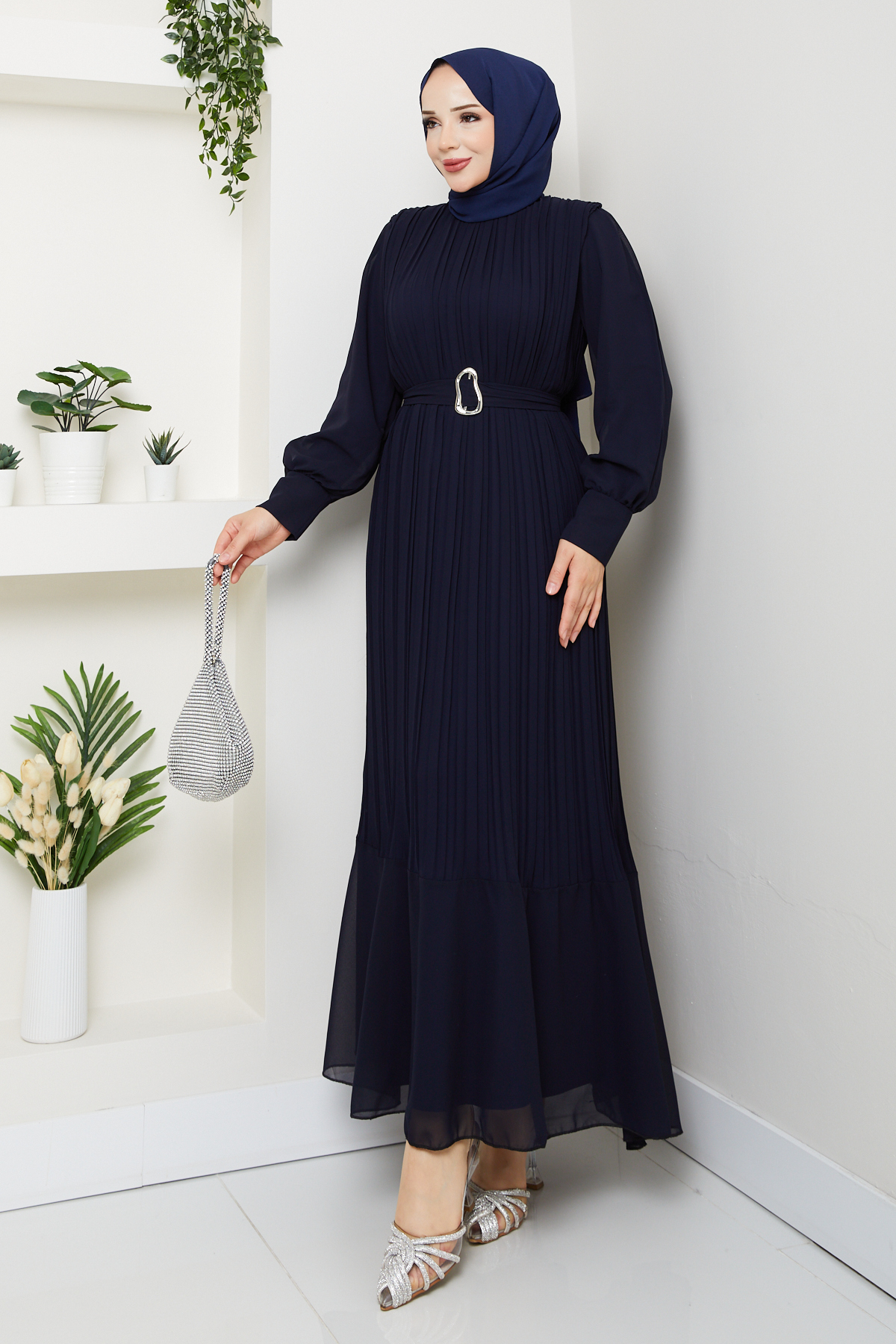 modapark.ist  Kadın Kemer Detaylı Şifon Abiye - Görsel 3