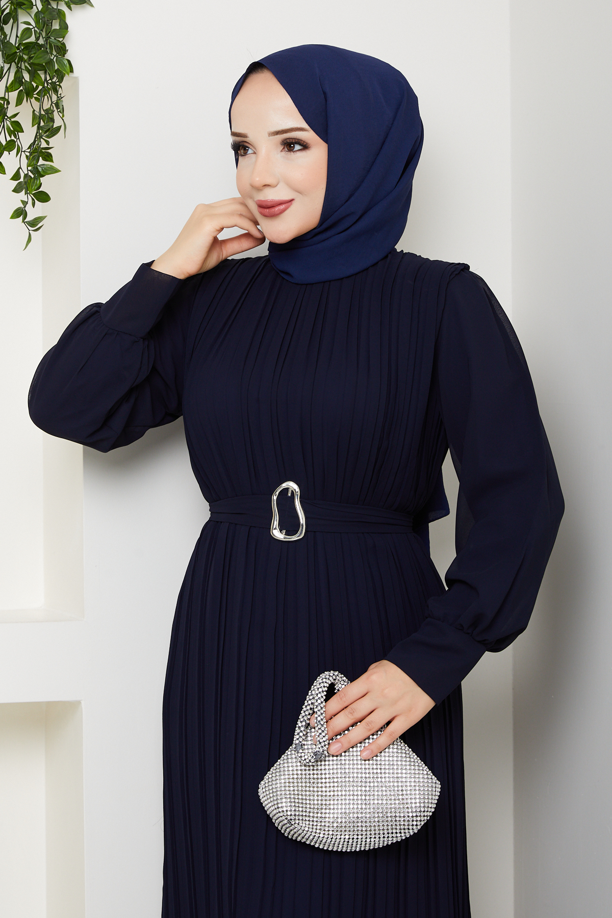 modapark.ist  Kadın Kemer Detaylı Şifon Abiye - Görsel 7