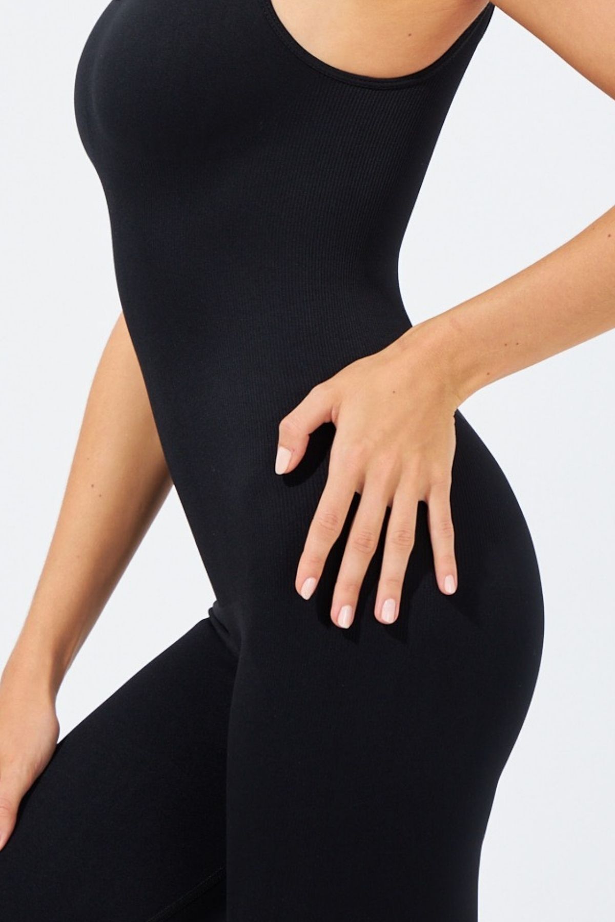 quitaly-Virtus Push up Gathered Padless Seamless/Seamless Jumpsuit Black 4