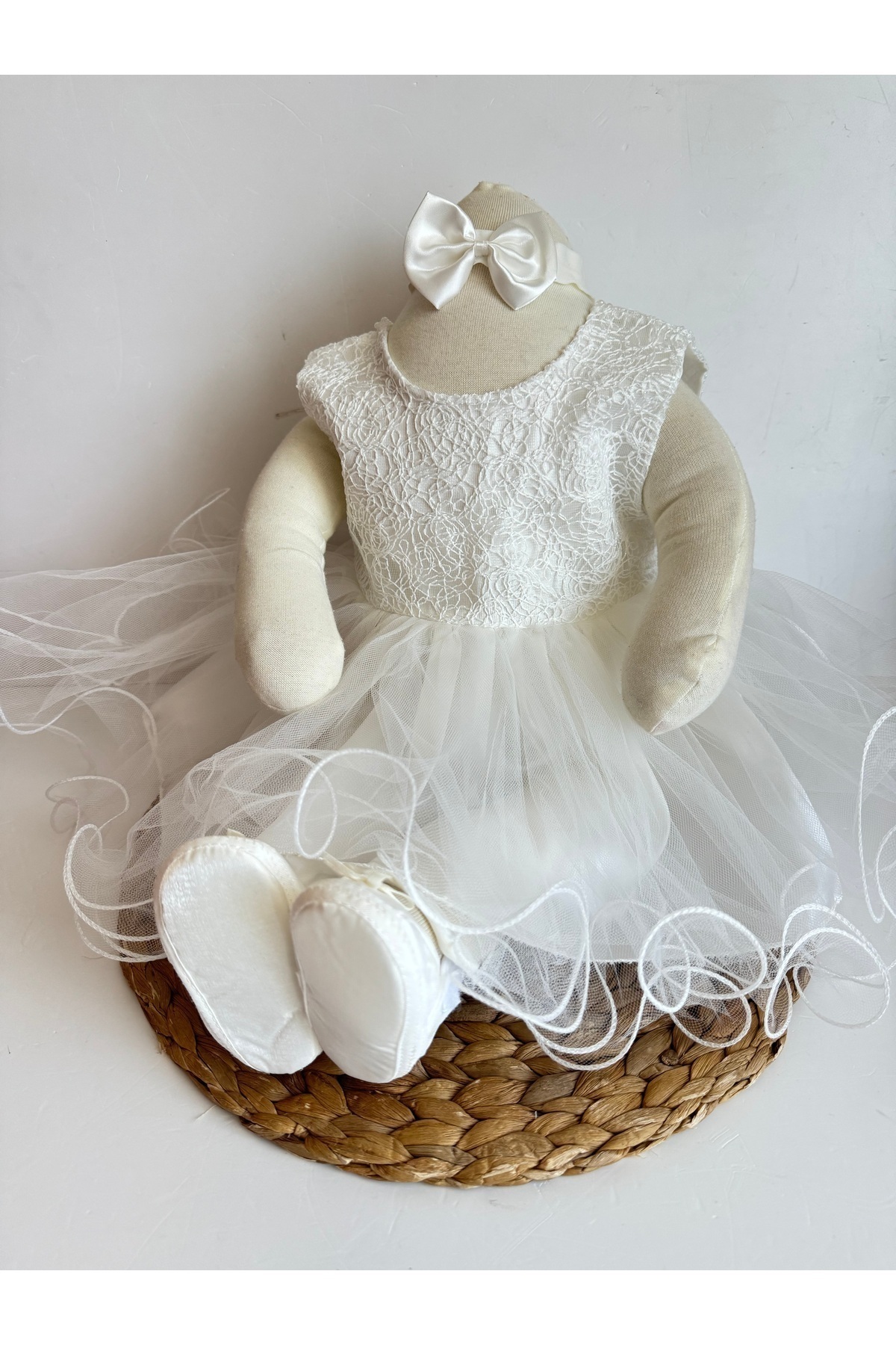 PİLEKİ BABY 0 4 Ay Yenidoğan Bebek Mevlüt Elbisesi Prenses Elbise Dantelli Gelinlik Elbise fotoğrafı 5 (önizleme)