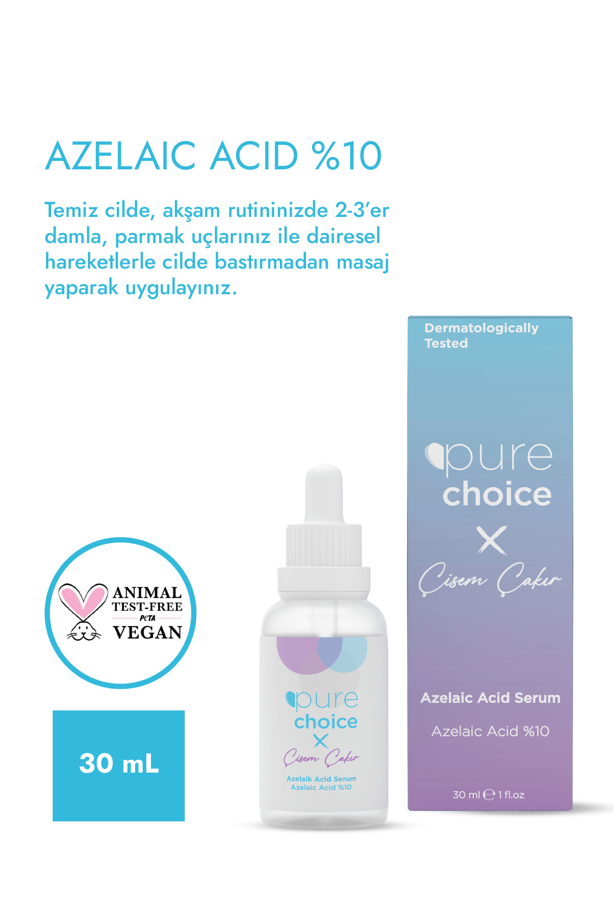 X Çisem Çakır Azelaik Asit %10 Leke ve Akne Karşıtı Bakım Serumu 30 ml — TYC1R86L3N172098091834693 — تصویر 4 از 5