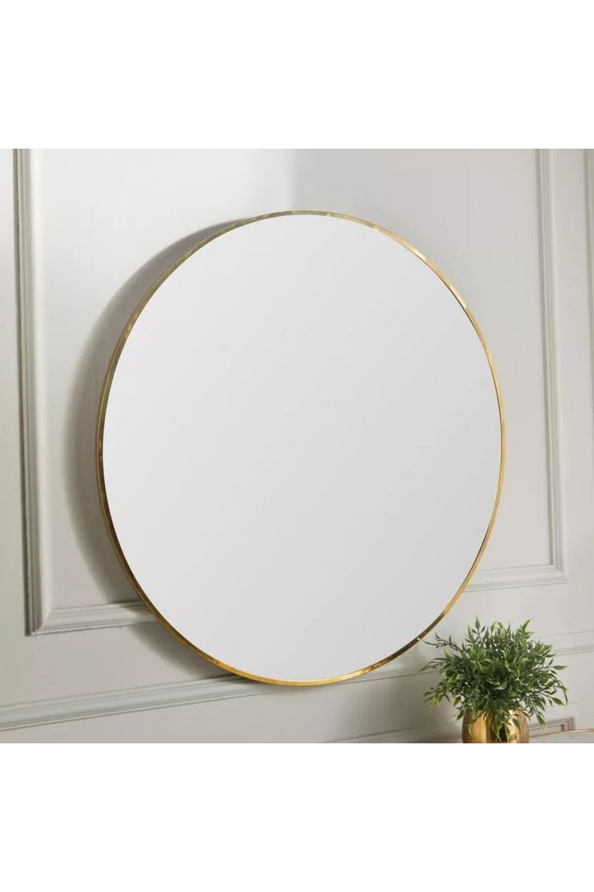 مرآة دائرية جدارية بحافة ألومنيوم نحاسي, للصالة أو...