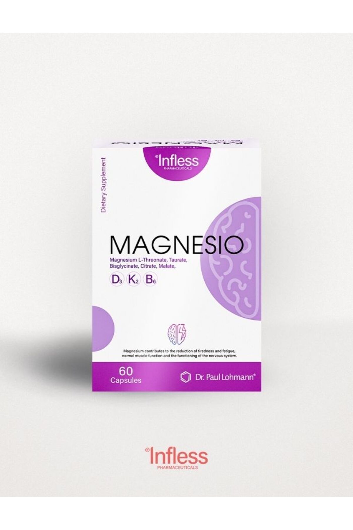 infless-Magnesium (Taurate, Bisglycinat, Malate, Citrate, L-Treonate) 60 Capsules Containing B6 Supplementing Food 1