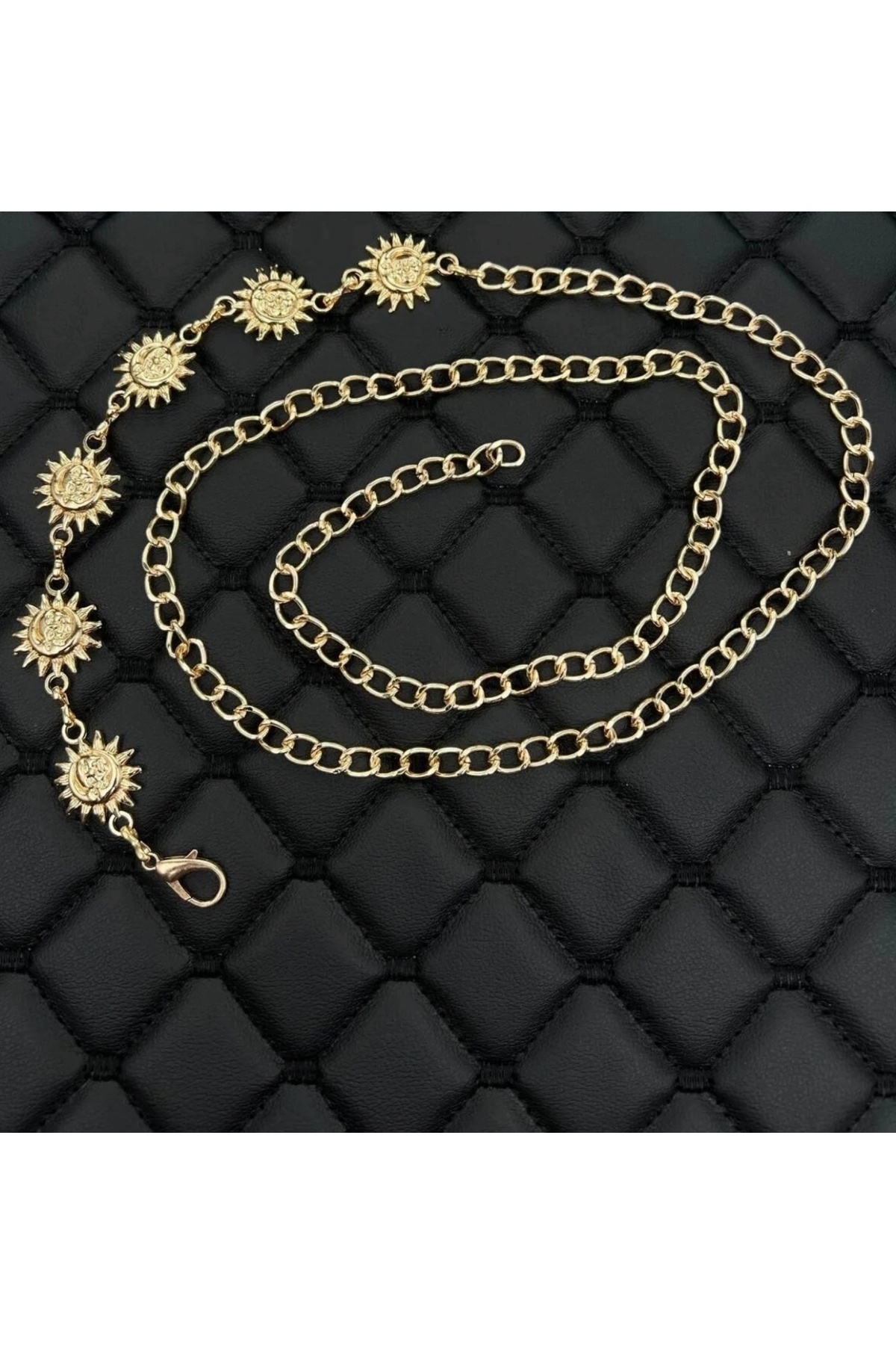 monalisatoka Kadın Gold Güneş Detaylı Vücut & Bel & Elbise & Etek & Pantolon Zincir Kemeri
