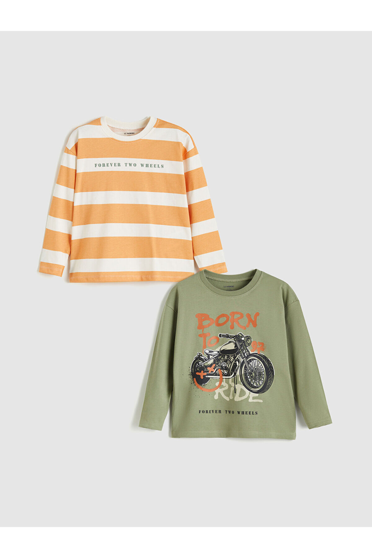 LC Waikiki LCW Kids Yeşil Bisiklet Yaka Erkek Çocuk Tişört 2'li