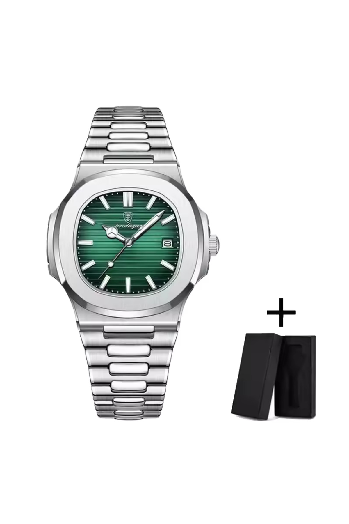 پوئداگار کلیپ مخفی سبز فولادی اشرف تک مردانه ساعت