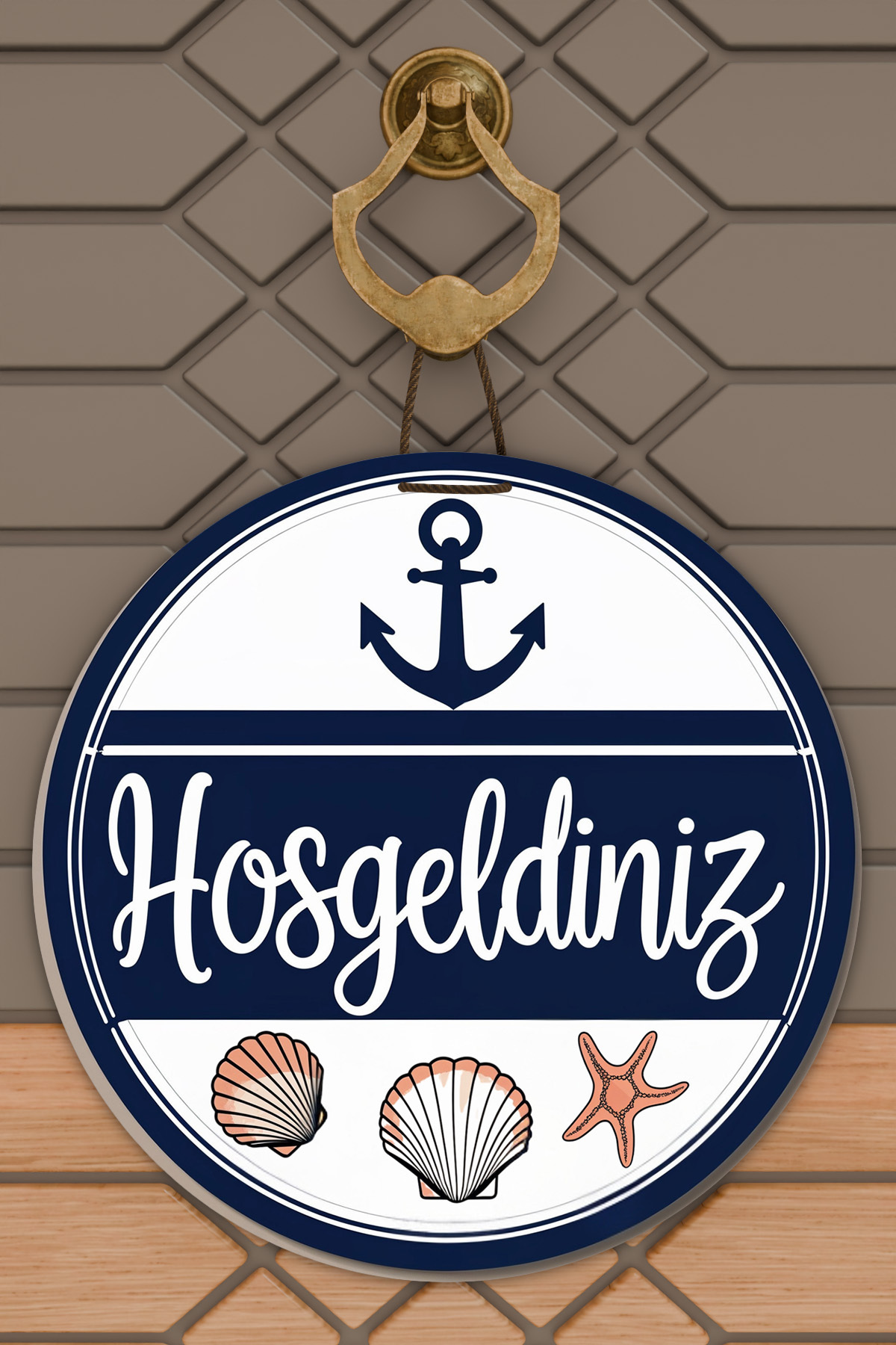 1Modern Digital Printing Wooden Color White Blue Sea Door Ornament