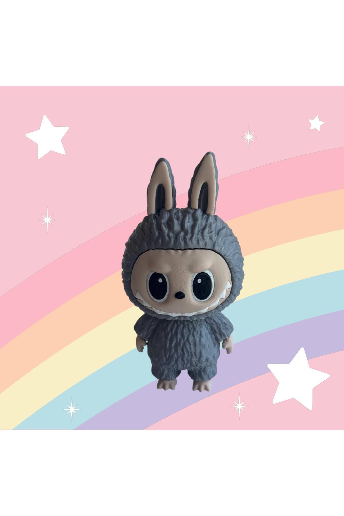 3DONE MODELS-Labubu Figurine – Collectible Character, 3D Printed, Sparkling Gray, Geek Decor & Unique Gift 4