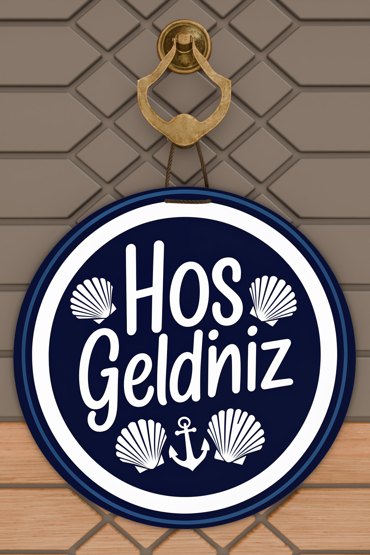 1Modern Digital Printing Wooden Blue Sea Themed Door Ornament